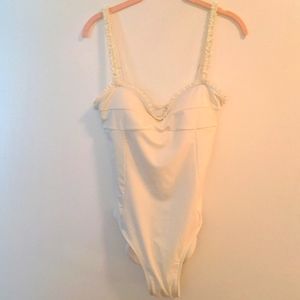 Summersault mini ruffle sweetheart one piece in white